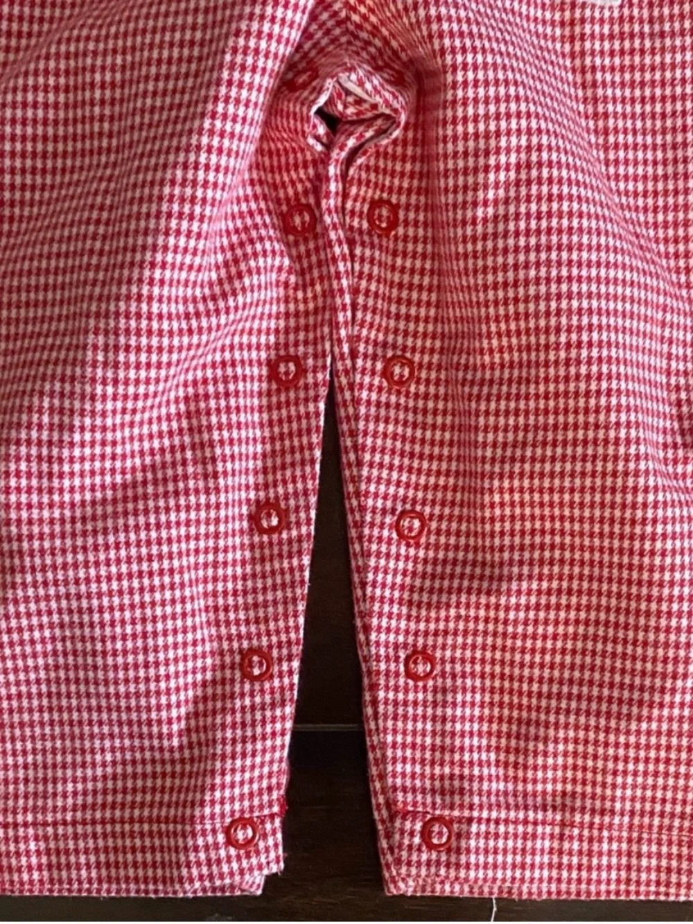 Vintage Kelly's Kids Red Gingham One Piece with Reindeer Embellishment
